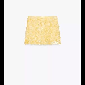 Zara Yellow Sequin Mini Skirt - birthday outfit, GNO, date night